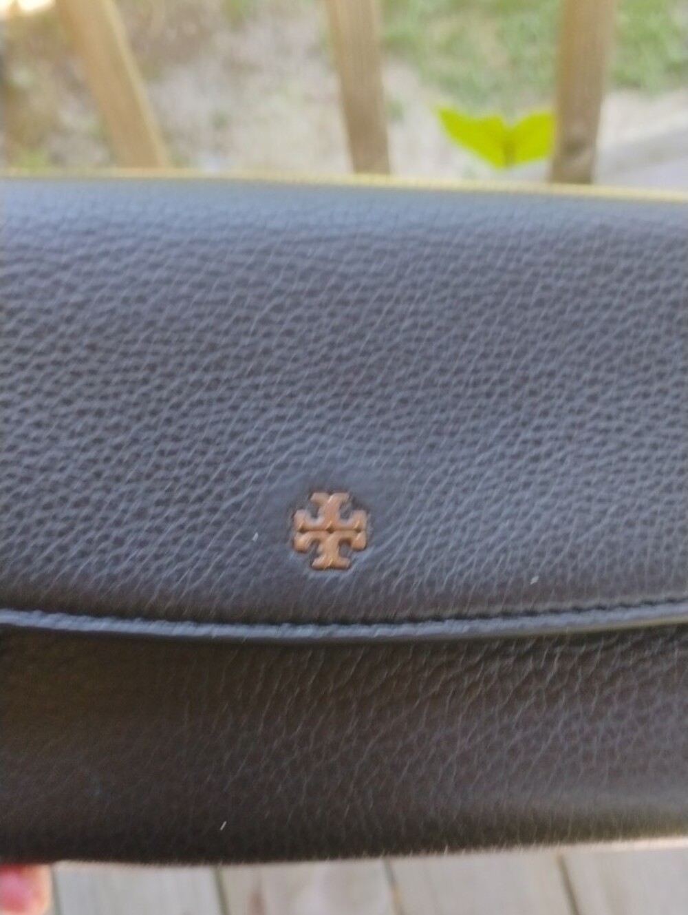 Tory Burch Black Pebbled Leather Crossbody Wallet Clutch And Coa - Picture 3 of 12